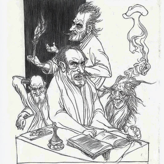 A collection of AI-generated artworks inspired by Austin Osman Spare, depicting spectral visions and ethereal entities. The 'Spirits' series channels Spare’s automatic drawing, capturing ghostly figures in swirling, dreamlike forms. These artworks evoke unseen forces, shifting between human and supernatural. Intricate line work and surreal distortions reflect Spare’s esoteric influence, inviting viewers into a world where spirits whisper beyond reality.