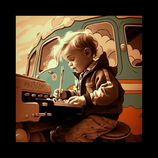AI-generated series exploring Kurt Cobain's childhood through surreal, nostalgic, and eerie imagery inspired by his art. These images reinterpret his early years, blending innocence with themes of isolation, creativity, and angst. Each scene reflects Cobain's complex emotional world, merging reality with dreamlike distortion.