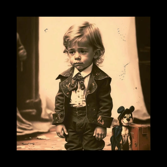 AI-generated series exploring Kurt Cobain's childhood through surreal, nostalgic, and eerie imagery inspired by his art. These images reinterpret his early years, blending innocence with themes of isolation, creativity, and angst. Each scene reflects Cobain's complex emotional world, merging reality with dreamlike distortion.