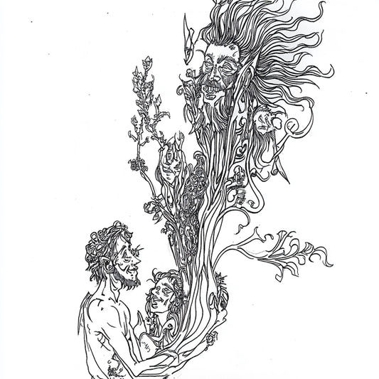 AI-generated artworks inspired by Austin Osman Spare, depicting demonic entities, chaos magick, and subconscious manifestations. The 'Demons' series reinterprets Spare’s automatic drawing, capturing grotesque figures emerging from the unconscious. These images evoke spirits, infernal beings, and apparitions, rendered in intricate line work. Each piece explores a liminal space where nightmare and reality merge in perpetual transformation.