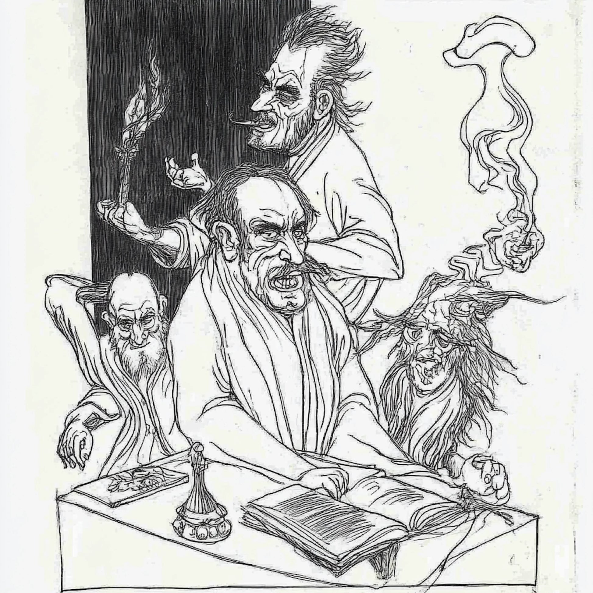 A collection of AI-generated artworks inspired by Austin Osman Spare, depicting spectral visions and ethereal entities. The 'Spirits' series channels Spare’s automatic drawing, capturing ghostly figures in swirling, dreamlike forms. These artworks evoke unseen forces, shifting between human and supernatural. Intricate line work and surreal distortions reflect Spare’s esoteric influence, inviting viewers into a world where spirits whisper beyond reality.